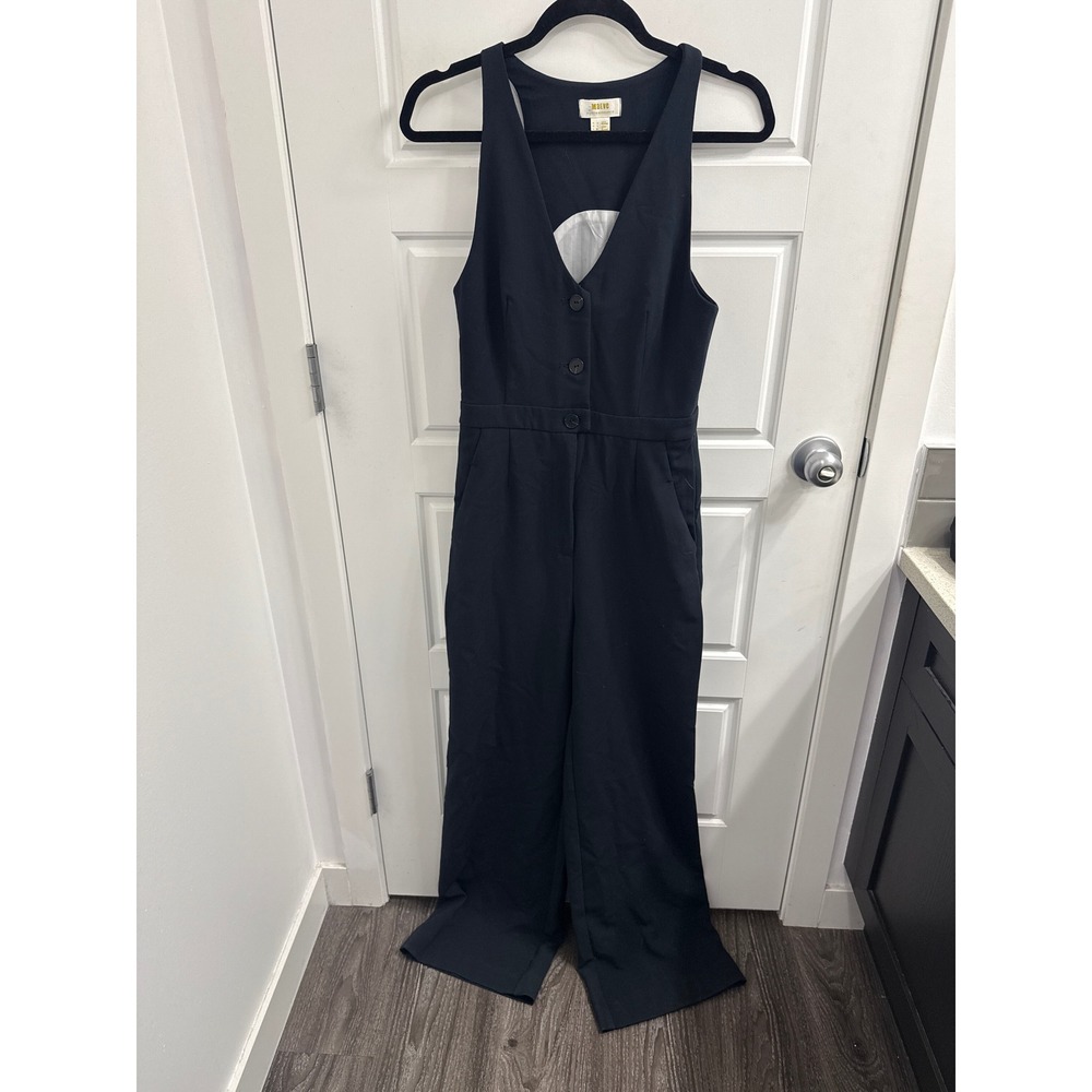 Maeve Anthropologie Black Vest Style Wide Leg Jumpsuit Size 4 Sleeveless V-Neck‎